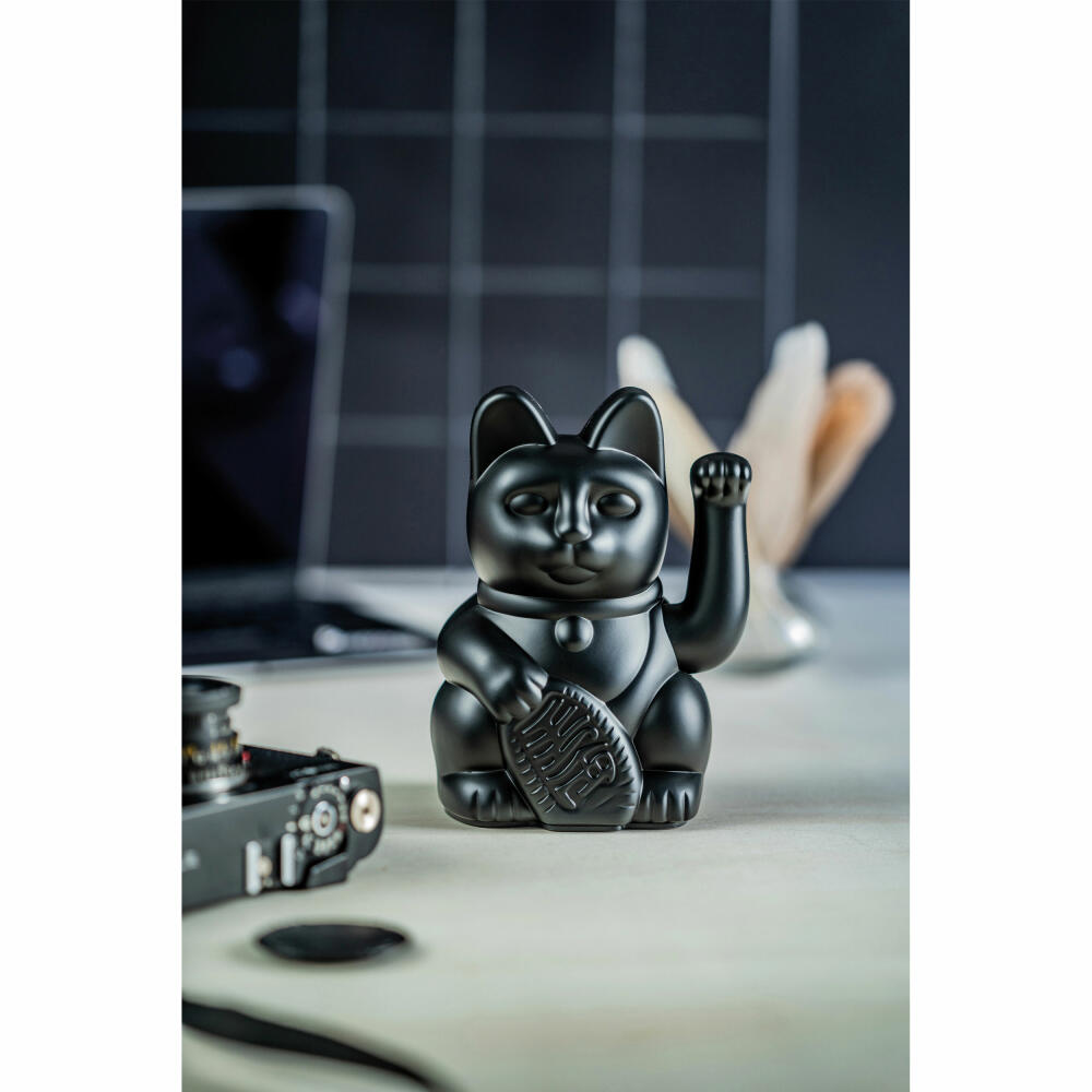 Donkey Products Lucky Cat Maneki Neko, Winkekatze, Glücksbringer, Kunststoff, Black, 15 cm, 330466
