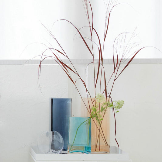 Leonardo Centro Vase Dreieck, 2er Set, Blumenvase, Glasvase, Tischvase, Dekovase, Blumentopf, Glas, Türkis, 23 cm, 046951