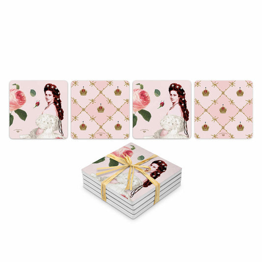 PPD Sisi and Vienna Design Coaster, 4-piece, coaster, glass coaster, Dolomite, 186502344