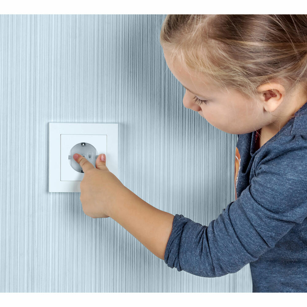 reer Steckdosenkappe, 5er Set, Steckdosenschutz, Kindersicherung, Kinder Sicherung, Transparent, 2907.9