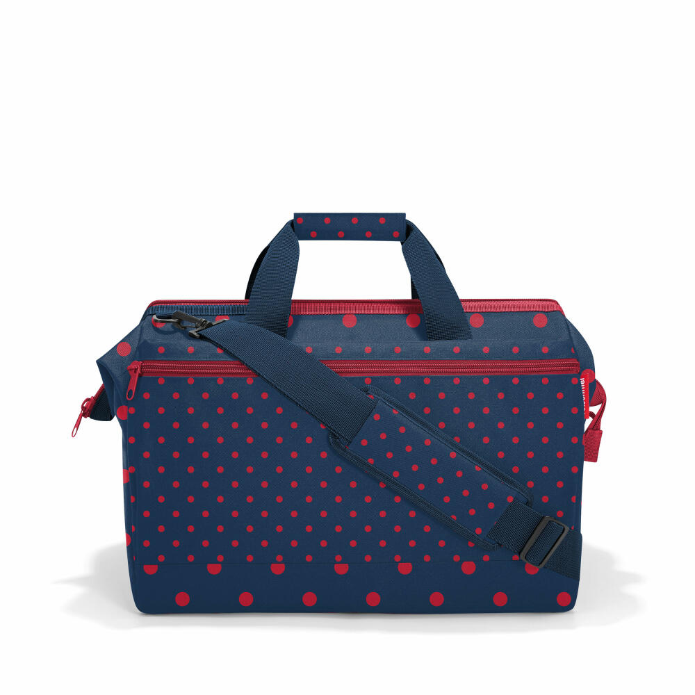 reisenthel allrounder L pocket, travel bag, sports bag, shoulder bag, doctor's bag, bag, polyester fabric, Mixed Dots Red, 32 L, MK3075