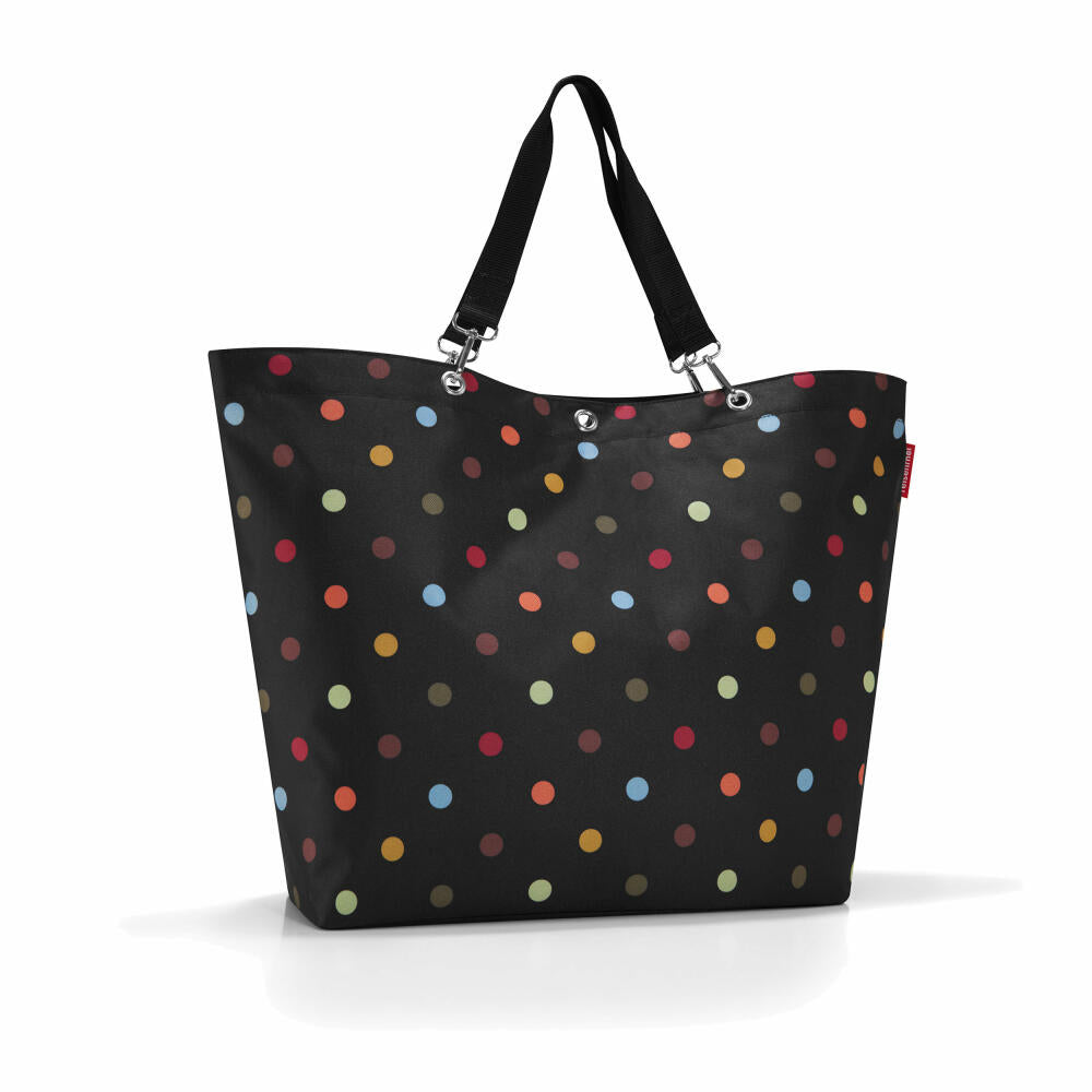 reisenthel shopper xl, bag for shopping, shopping bag, dots / black with colorful dots, ZU7009