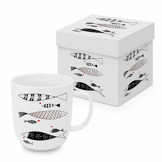 PPD Atelier Poissons Matte Mug, in Geschenkbox, Henkelbecher, Kaffeebecher, Becher, Tasse, New Bone China, 400 ml, 161402524