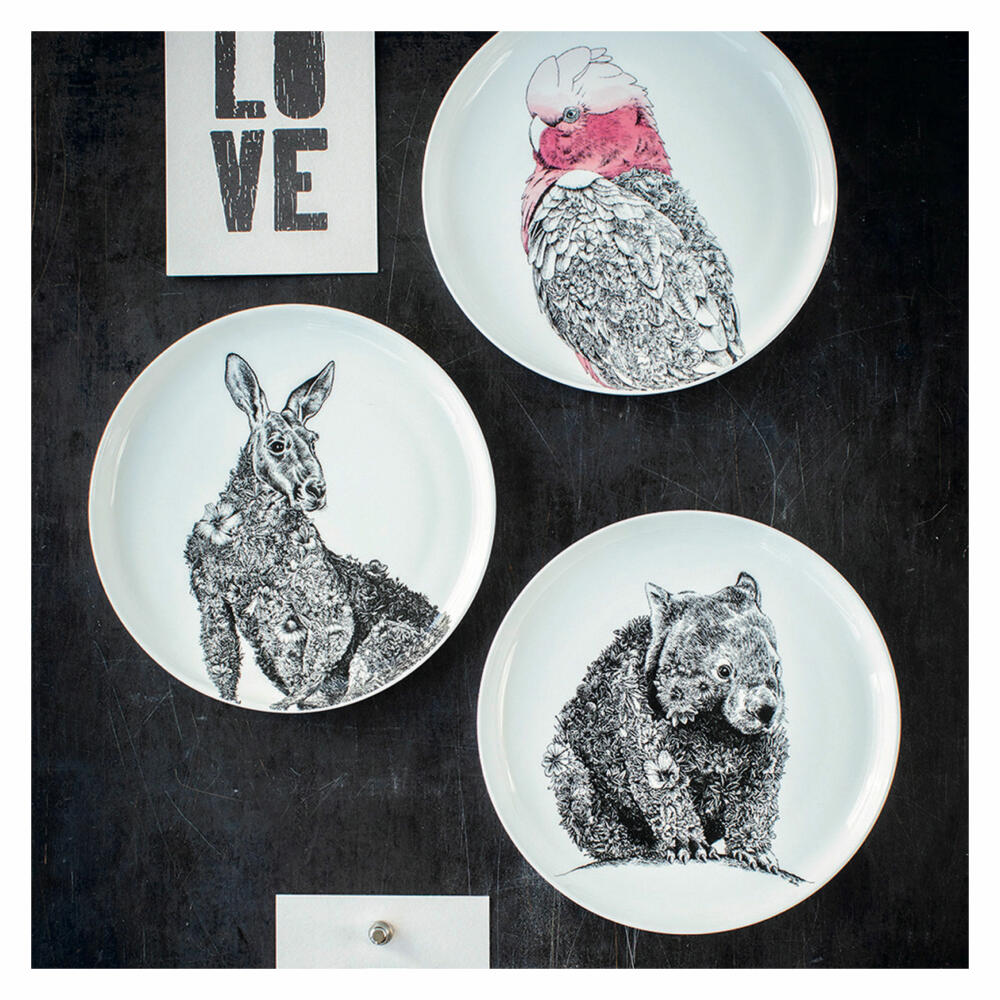 Maxwell &amp; Williams Marini Ferlazzo Plate Wombat, Dinner Plate, Premium Ceramic, Black, White, 20 cm, DX0550