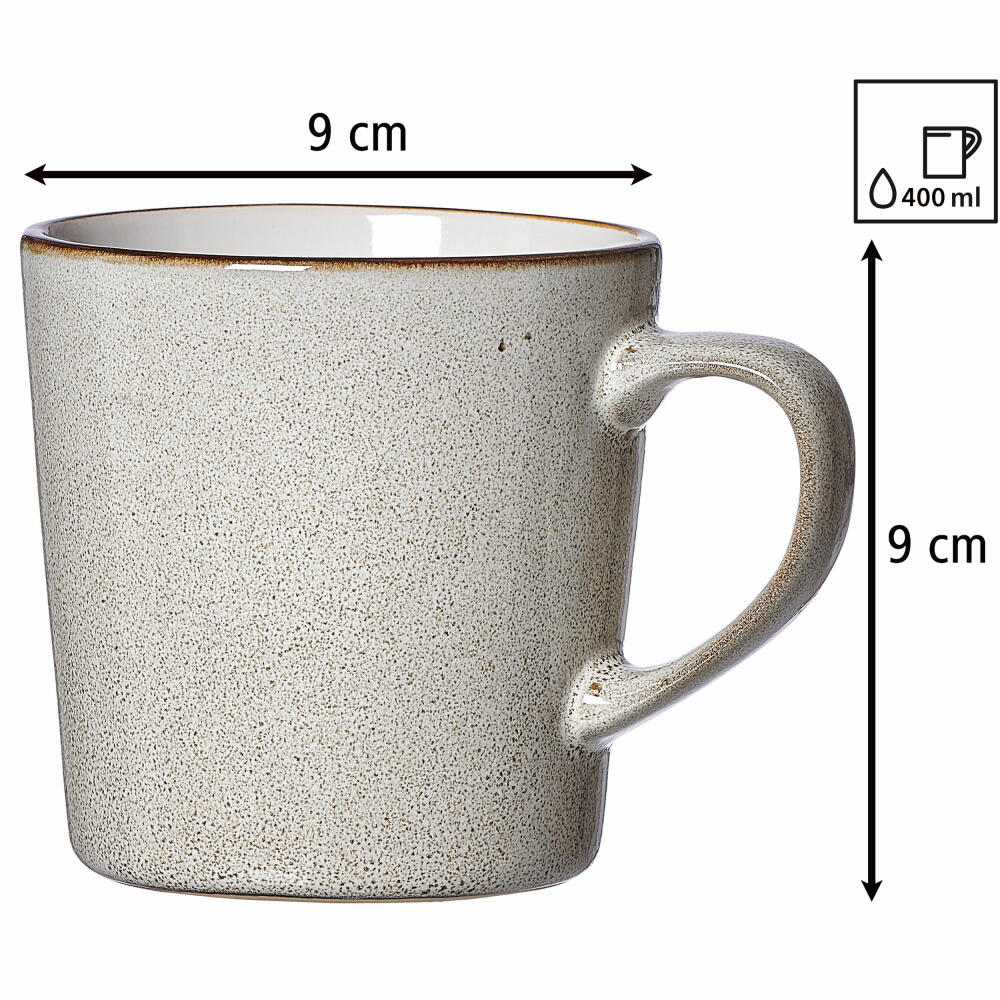 Ritzenhoff & Breker Kaffeebecher-Set Visby, 6er Set, Kaffee Becher, Tasse, Steinzeug, Grau, 400 ml, 318289