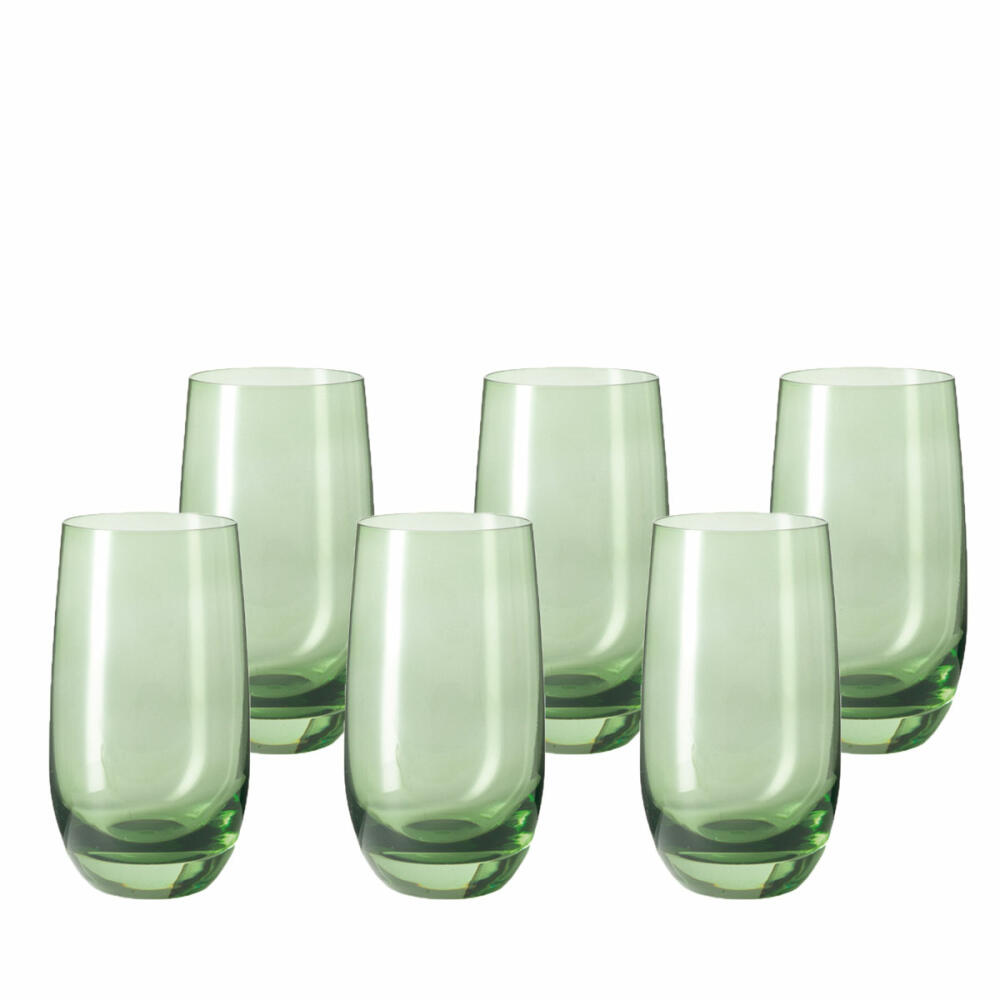Leonardo Sora drinking glass set of 6, juice glass, water glass, mug, glass, Verde, 270 ml, 14905