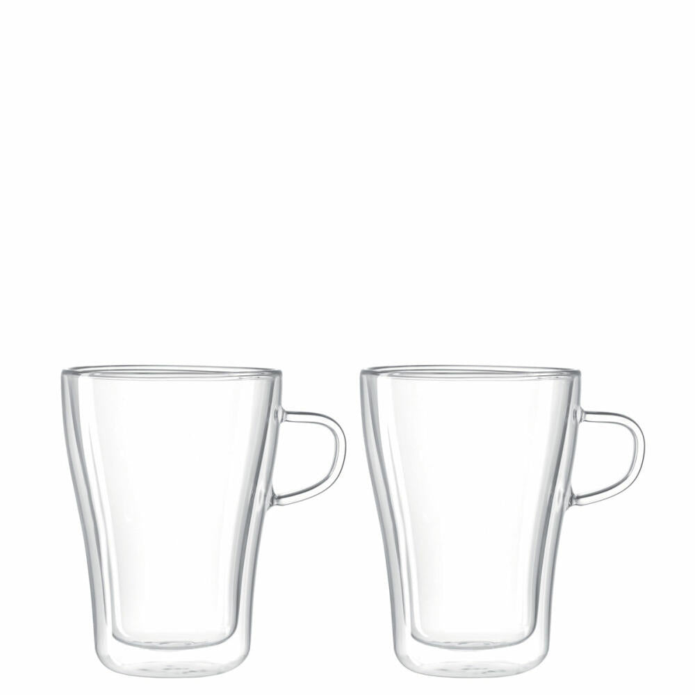 Leonardo Duo Henkelbecher Doppelwandig 2er Set, Becher, Handgefertigt, Glas, 250 ml, 14660