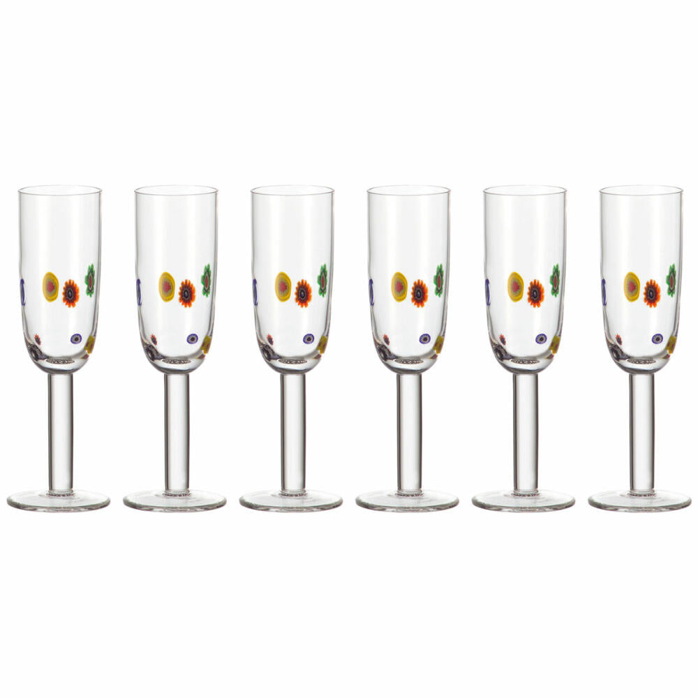 Leonardo Millefiori sparkling wine set of 6, champagne glass, prosecco glass, champagne glass, unique, glass, 17188