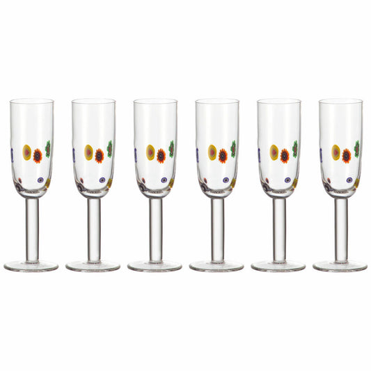 Leonardo Millefiori sparkling wine set of 6, champagne glass, prosecco glass, champagne glass, unique, glass, 17188