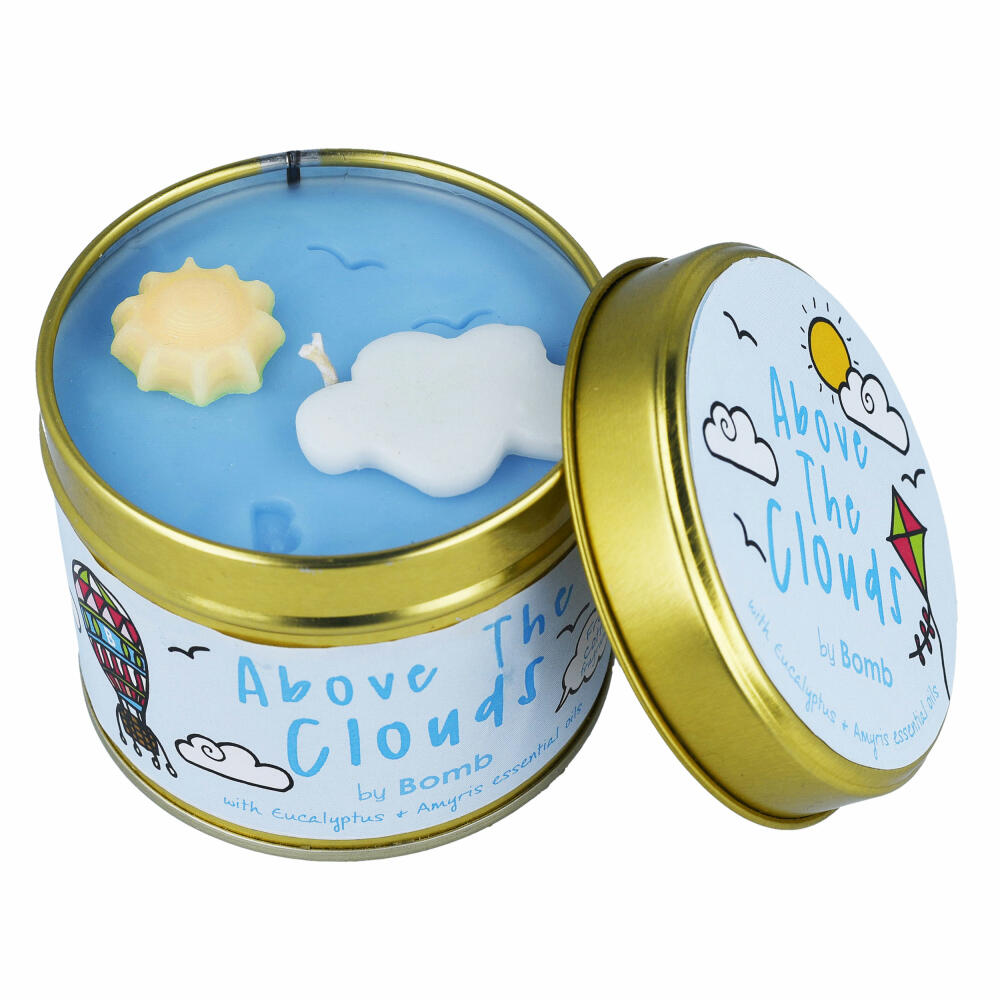 Bomb Cosmetics scented candle Scent Stories in Tin Above the Clouds, can candle, blue, PABOCLO04