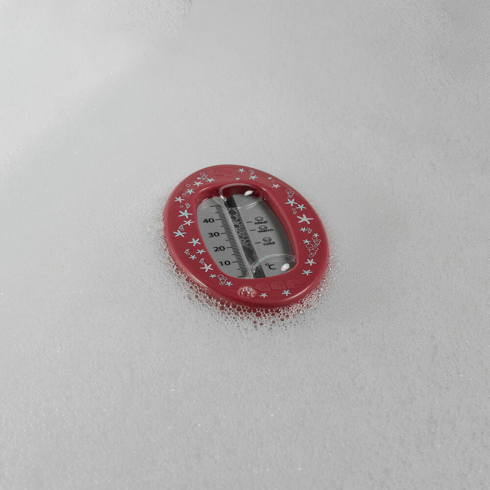 reer Badethermometer Oval, Bade Thermometer, Badewasser Temperaturmesser, Beerenrot, 24114