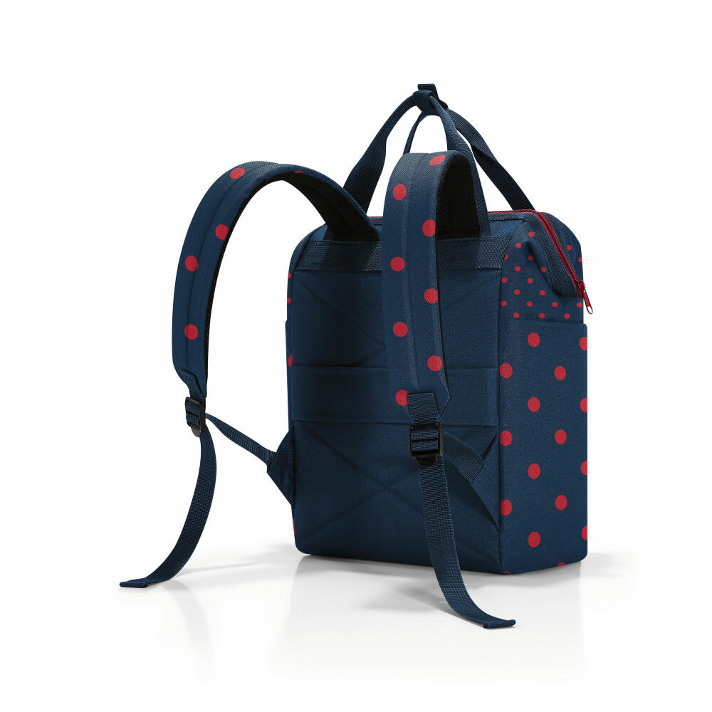 reisenthel allrounder R, backpack, leisure backpack, bag, polyester fabric, Mixed Dots Red, 12 L, JR3075