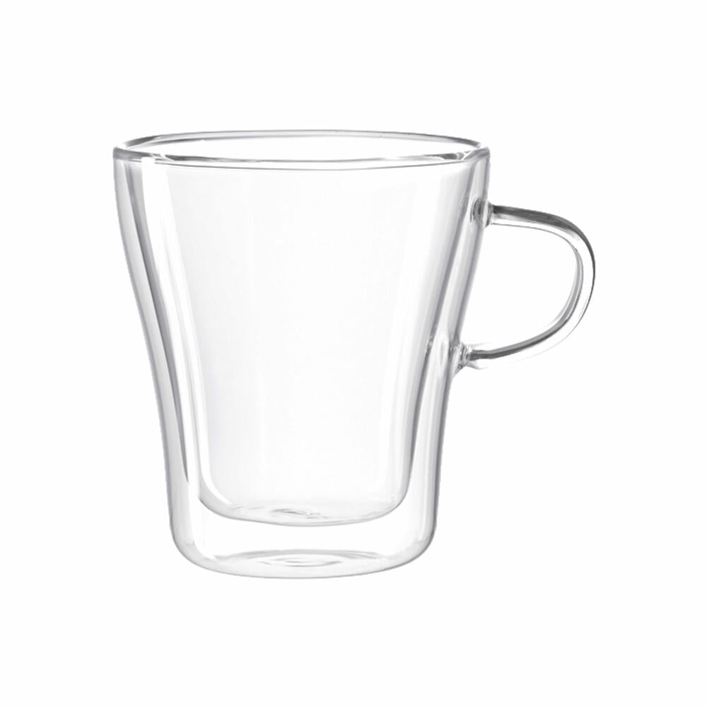 Leonardo Duo Henkelbecher Doppelwandig 2er Set, Becher, Handgefertigt, Glas, 180 ml, 14659