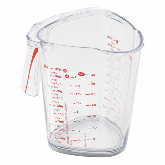 Leifheit Measuring Cup Comfortline, Measuring Jug, Plastic, Transparent / Red, 1 L, 3048