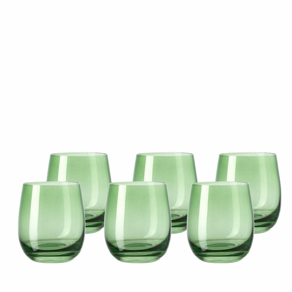 Leonardo Sora Becher 6er Set, Trinkbecher, Trinkglas, Wasserglas, Grün, Glas, 360 ml, 18196