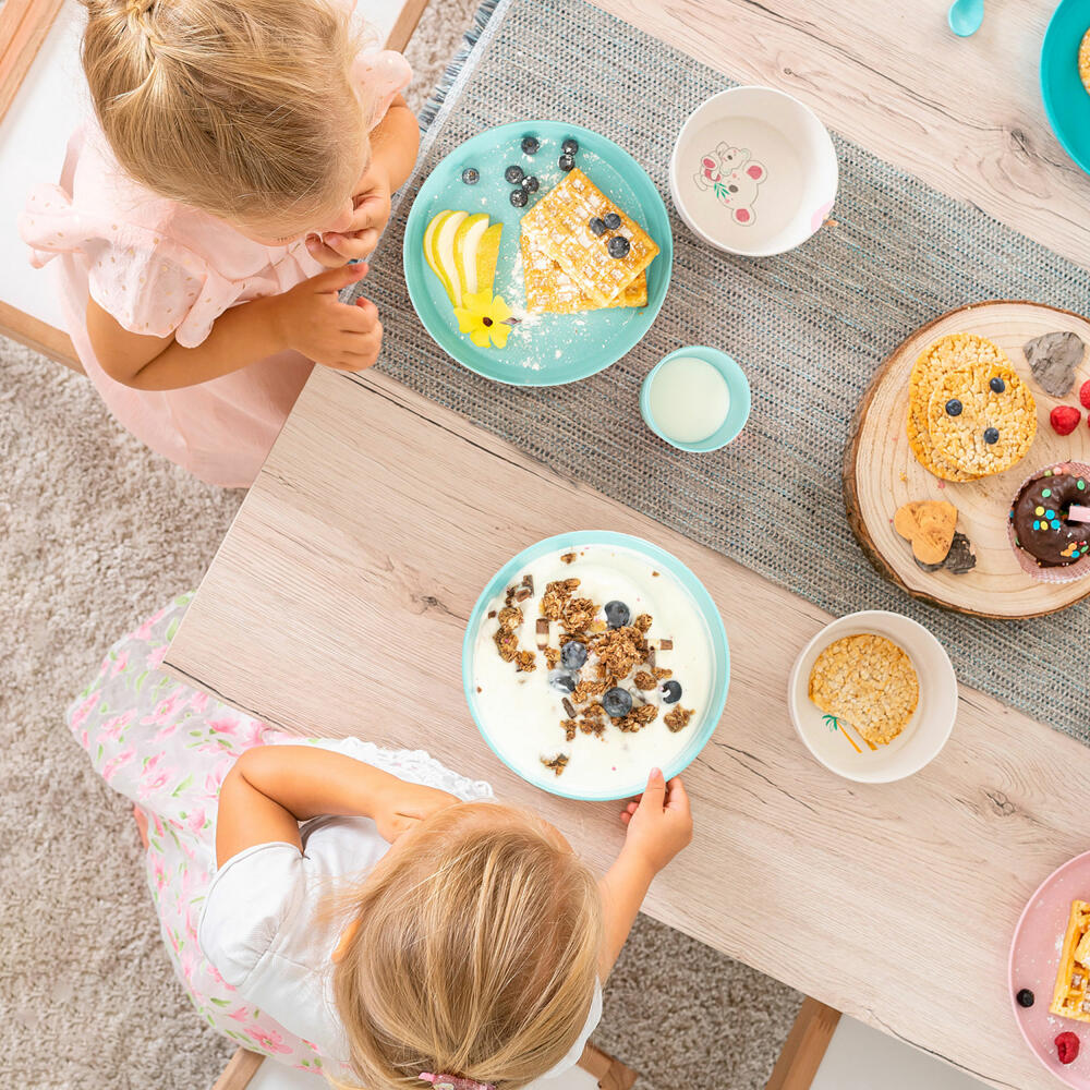 reer Growing Schale, 2er Set, Schüssel, Müslischale, Kinder Geschirr, Blau / Grau, 22043