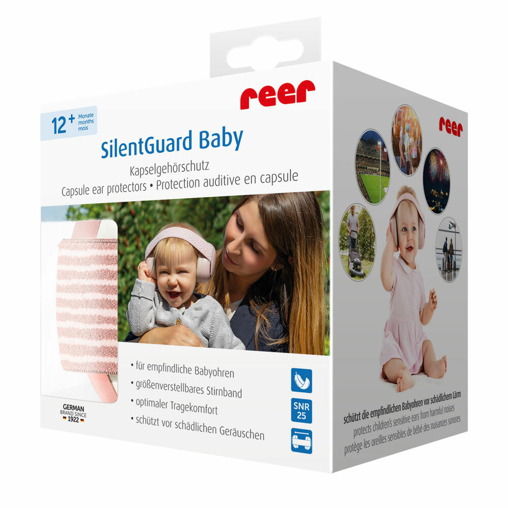 reer SilentGuard Baby Earmuffs, Hearing Protection, Ear Protection, Noise Protection, Pink, 53074