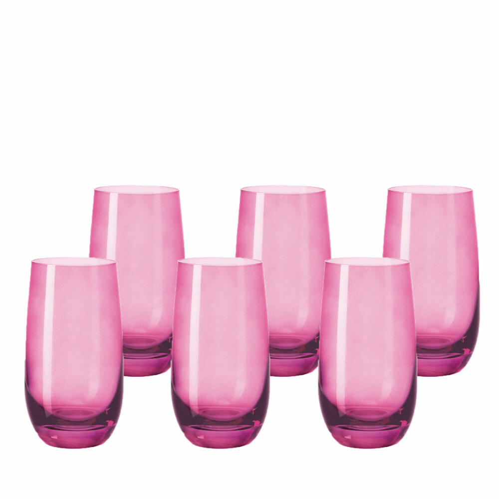 Leonardo Sora Trinkglas 6er Set, Saftglas, Wasserglas, Becher, Glas, Viola, 270 ml, 14898