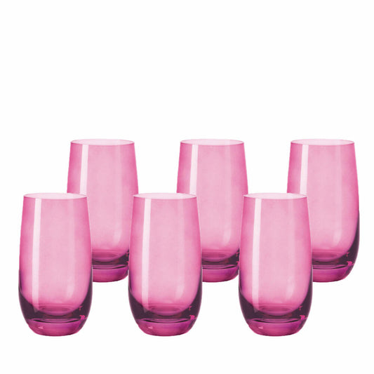Leonardo Sora Trinkglas 6er Set, Saftglas, Wasserglas, Becher, Glas, Viola, 270 ml, 14898