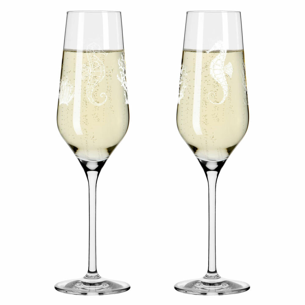 Ritzenhoff champagne glass set of 2 Oceanside 001, Romi Bohnenberg, crystal glass, 250 ml, 3851001