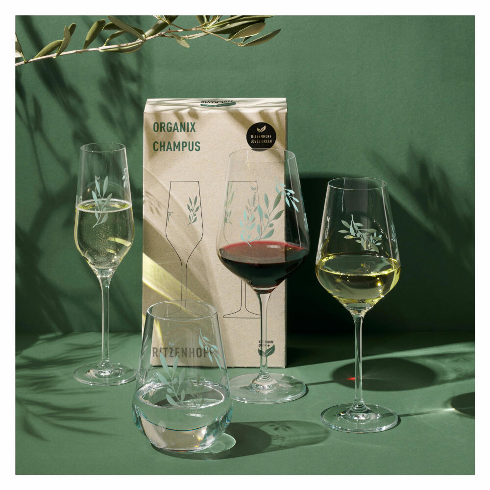 Ritzenhoff Champagnerglas 2er-Set Organix 001, Romi Bohnenberg, Kristallglas, 250 ml, 3924001