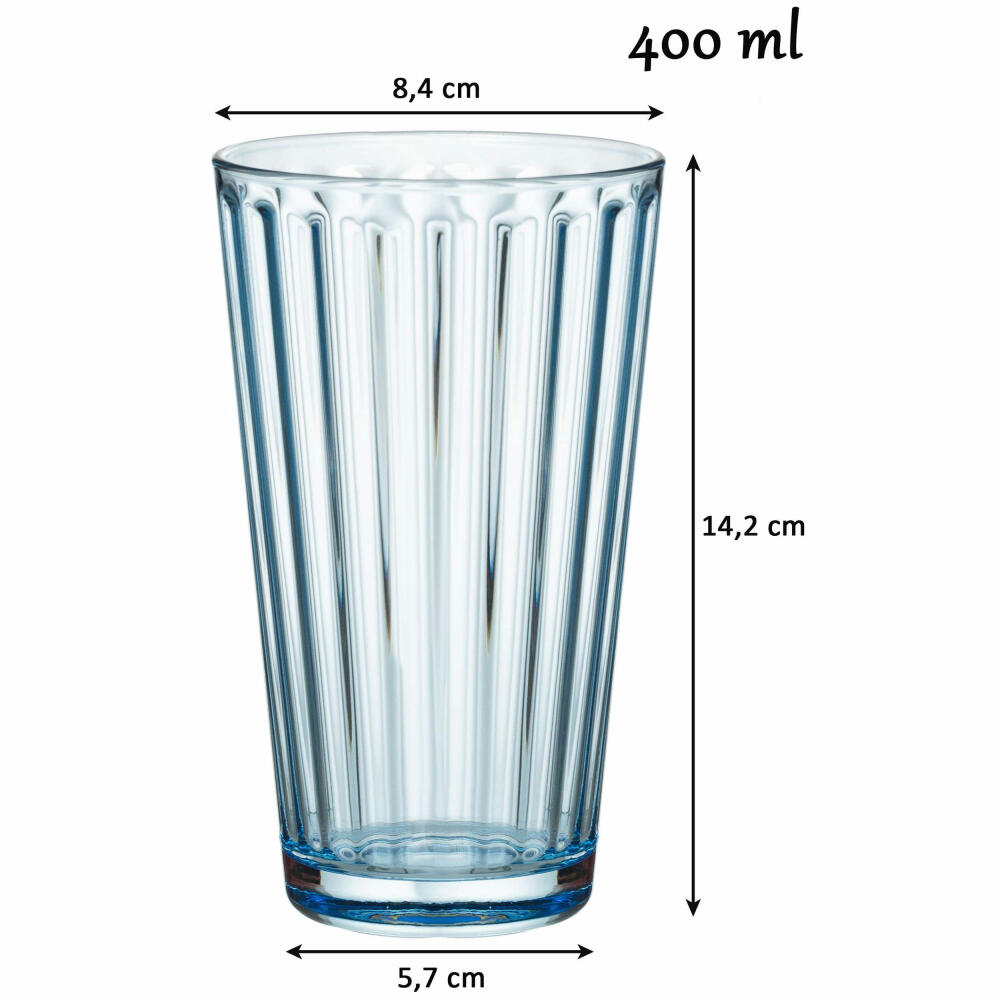 Ritzenhoff & Breker Longdrinkglas Lawe, Becher, Trinkglas, Glas, Blau, 400 ml, 164442