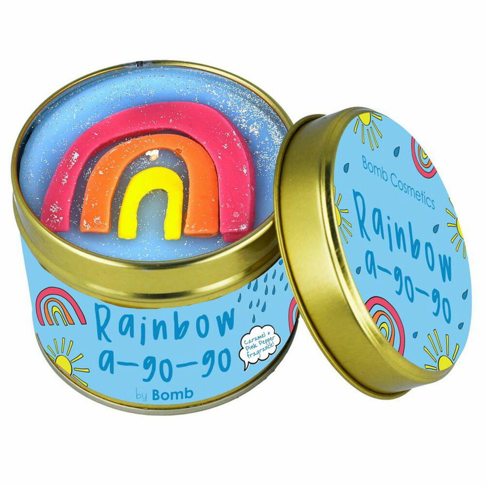 Bomb Cosmetics Duftkerze Scent Stories in Dose Rainbow a-go-go, Dosenkerze, Hellblau, PRAIGOG04