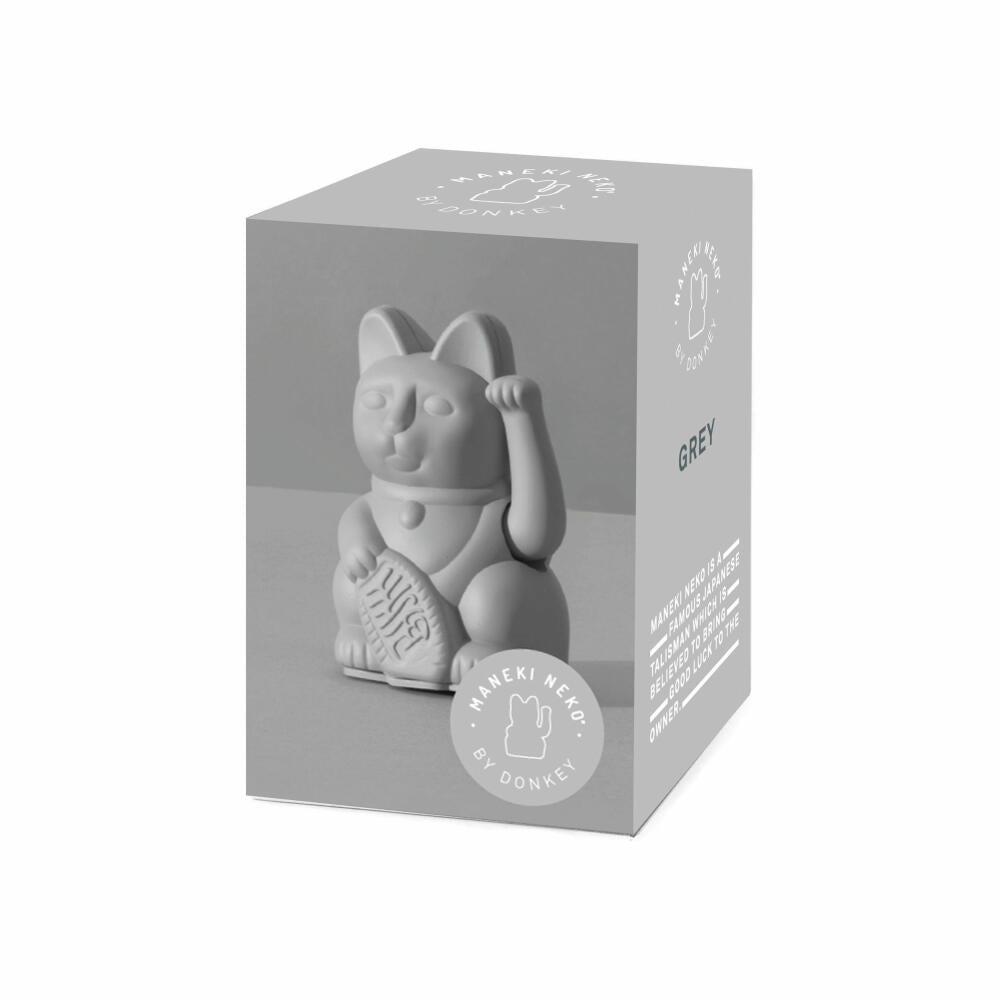 Donkey Products Lucky Cat Mini Maneki Neko, Winkekatze, Kunststoff, Grey, 9.8 cm, 330542