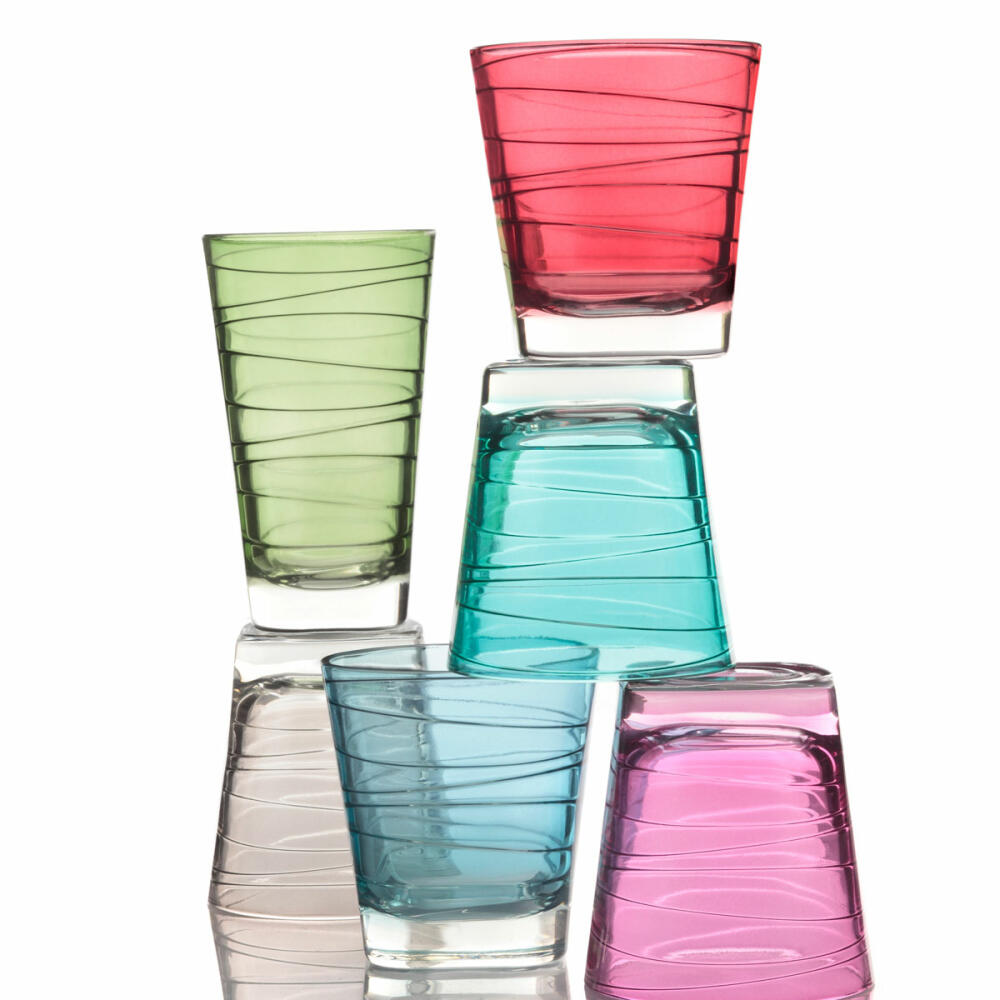 Leonardo Vario Struttura drinking glass small set of 6, water glass, juice glass, glass, turquoise, 170 ml, 18231