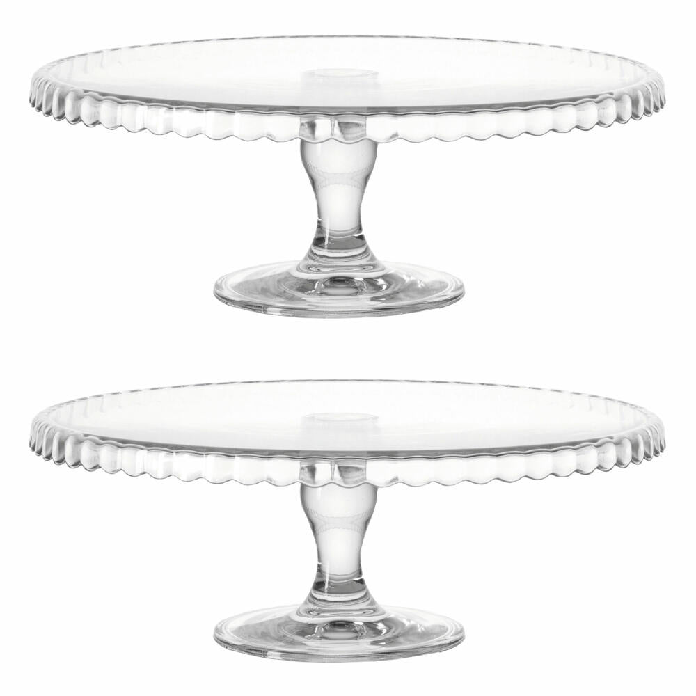 montana: :pati cake plate on foot, set of 2, cake plate, cake stand, serving plate, cake plate, glass, Ø 32 cm, 046876