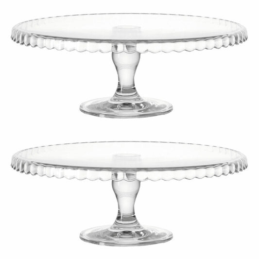 montana: :pati cake plate on foot, set of 2, cake plate, cake stand, serving plate, cake plate, glass, Ø 32 cm, 046876