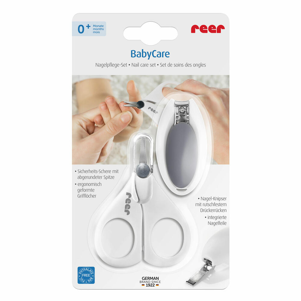 reer BabyCare nail care set, 2 pieces, nail scissors, nail clippers, nail scissors, clippers, 81050