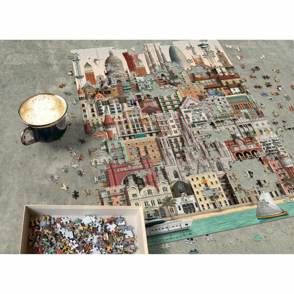 Martin Schwartz Puzzle Barcelona, Städtepuzzle Spanien, 50 x 70 cm, 1000 Teile, MS0607