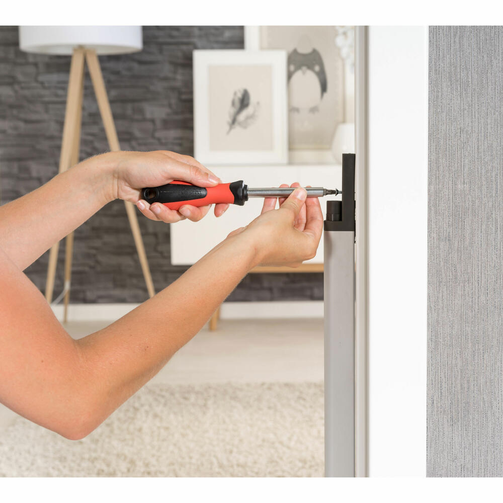 reer EasyFix quick mounting system for door and stair guards, Trend Clearvision, mounting strips, child safety lock, 46051