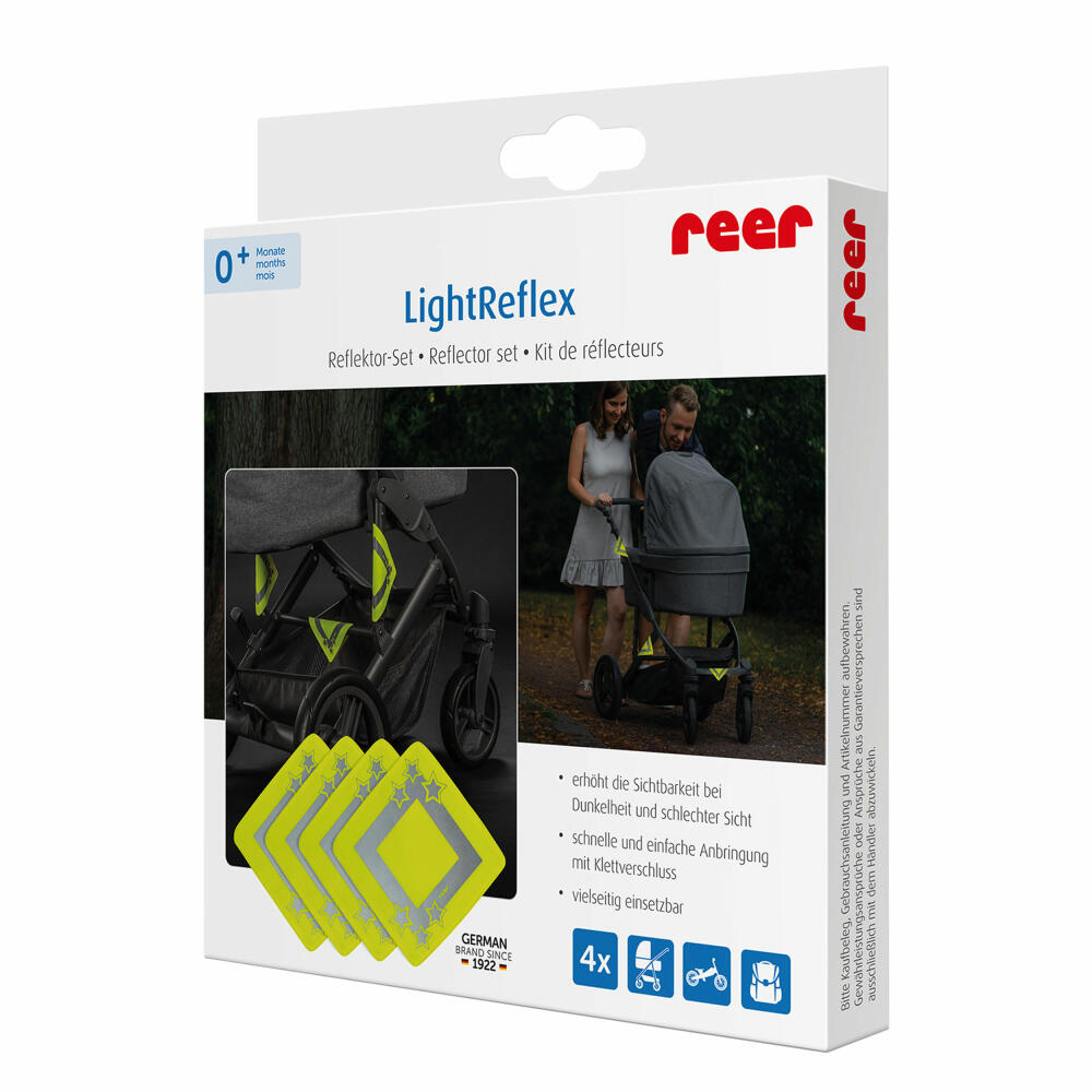 reer LightReflex reflector set, set of 4, reflector, safety, children, velcro fastening, polyester, 53175