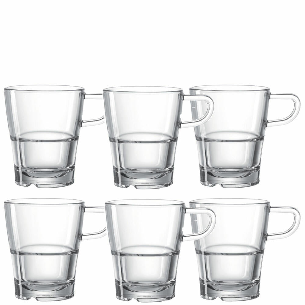 Leonardo Senso Henkeltasse 6er Set, Kaffeetasse, Kaffee Becher, Kaffeebecher, Glas, 170 ml, 14649