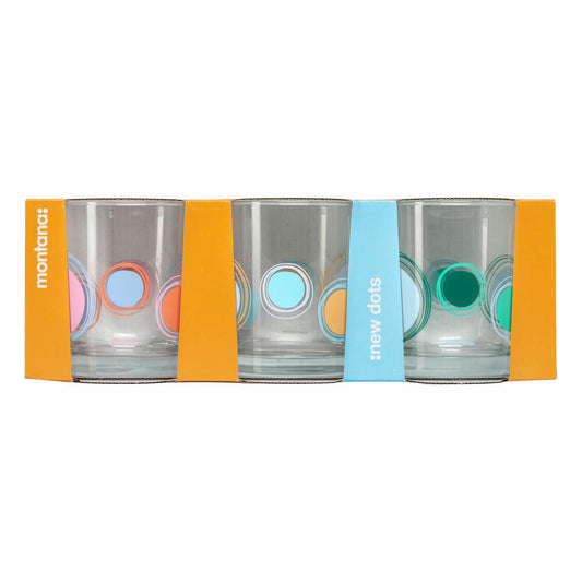 montana Trinkglas :new dots 3er Set, Becher gepunktet, Kalk-Natron-Glas, Mehrfarbig, 240 ml, 046009