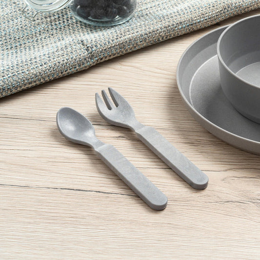 reer Growing Cutlery, 4-piece, Children's Cutlery, Spoon, Fork, Children, Blue / Gray, 22063