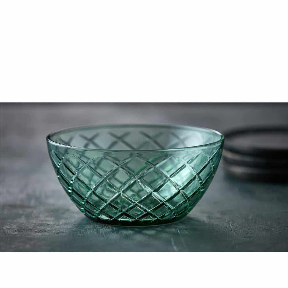 Lyngby Glass Salad Bowl Sorrento, Serving Bowl, Bowl, Glass, Green, 24 cm, 29036