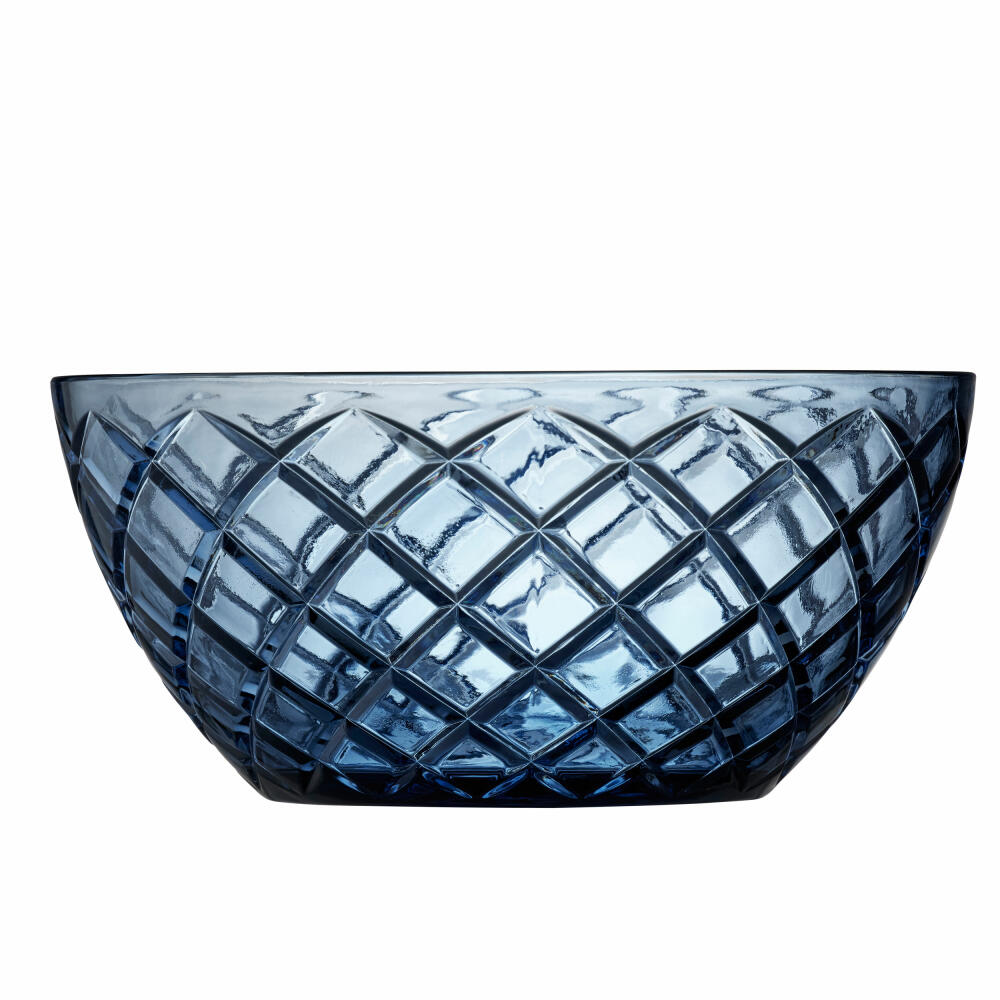 Lyngby Glass Salad Bowl Sorrento, Serving Bowl, Bowl, Glass, Blue, 24 cm, 29037