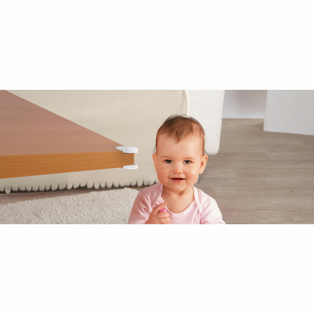 reer Eckenschutz, 4er Set, Ecken Schutz, Stoßschutz, Kindersicherung, Kinder Sicherung, Weiß / Transparent, 82010