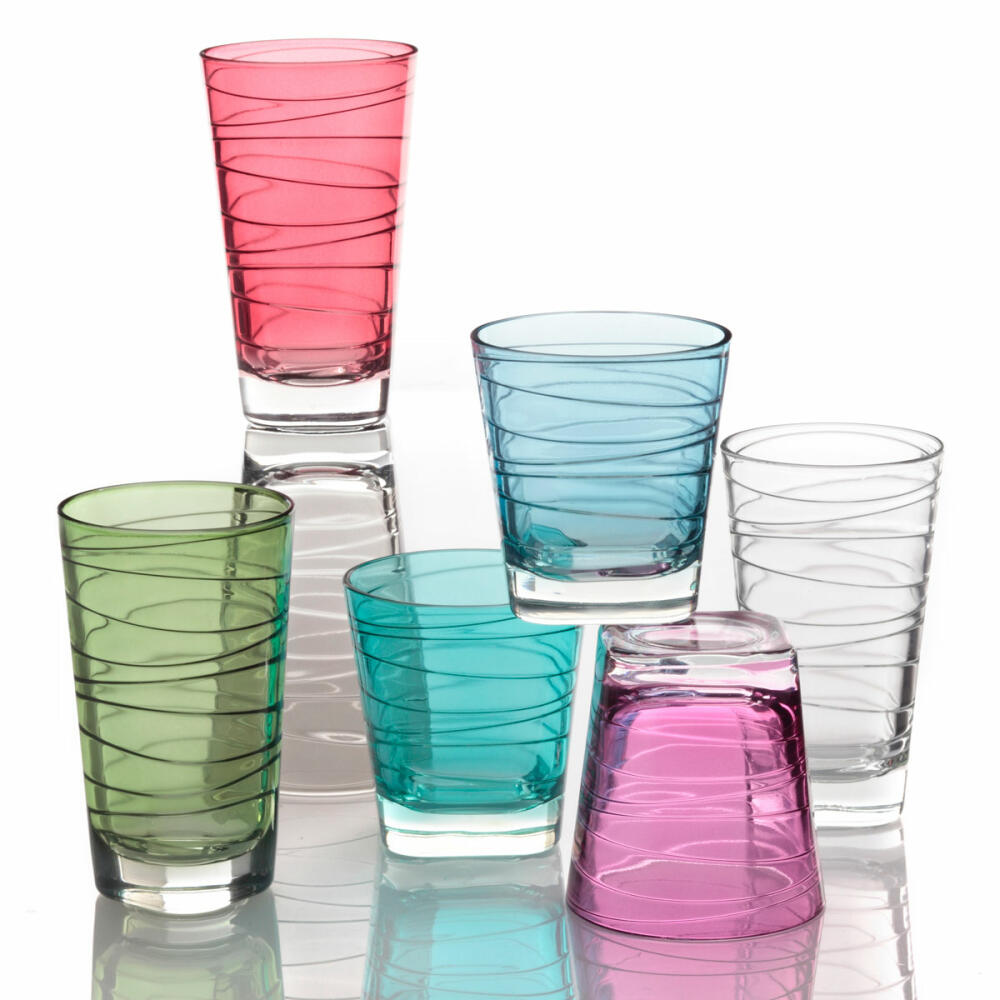 Leonardo Vario Struttura drinking glass large set of 6, water glass, juice glass, glass, red, 200 ml, 18233