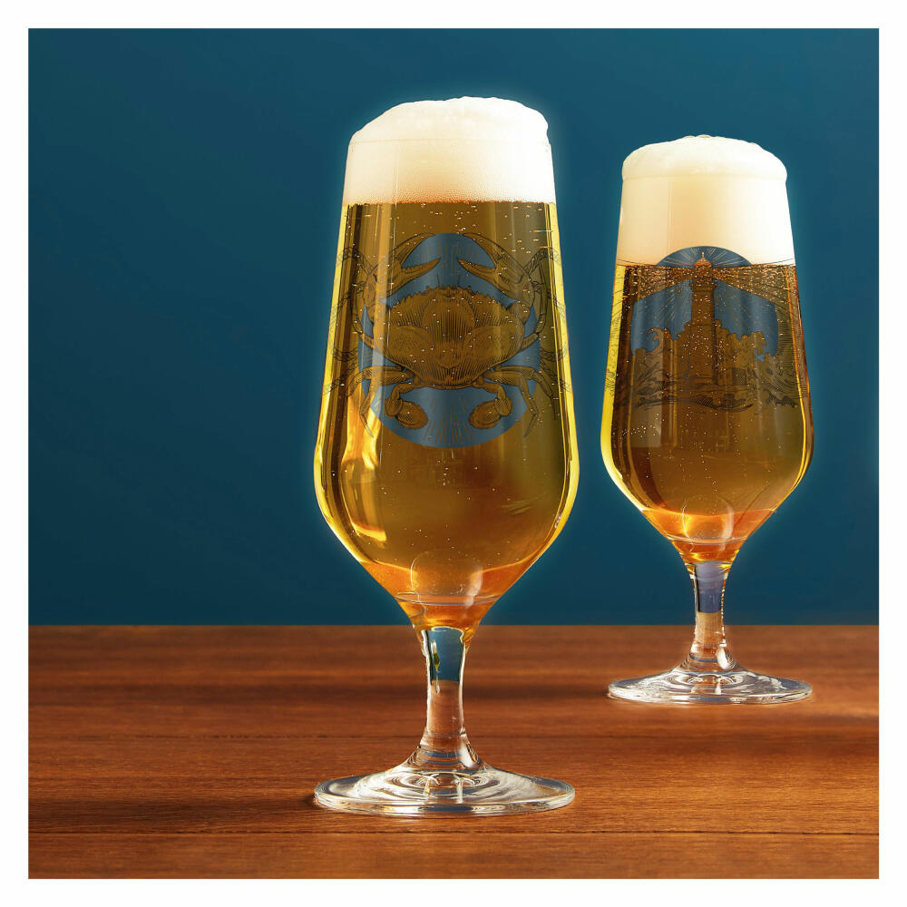 Ritzenhoff beer glass set of 2, custom time 007, 008, Philip Harris, crystal glass, 374 ml, 3471004