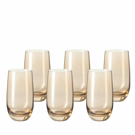Leonardo Sora Trinkglas 6er Set, Saftglas, Wasserglas, Becher, Glas, Marrone, 270 ml, 14903