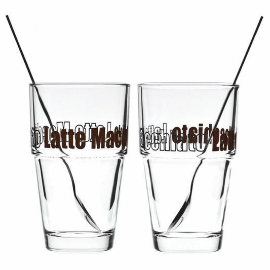Leonardo Solo Set 12tlg. Latte Macchiato Becher mit Edelstahl Löffeln, Kaffeegläser, Glas, 400 ml, 17205