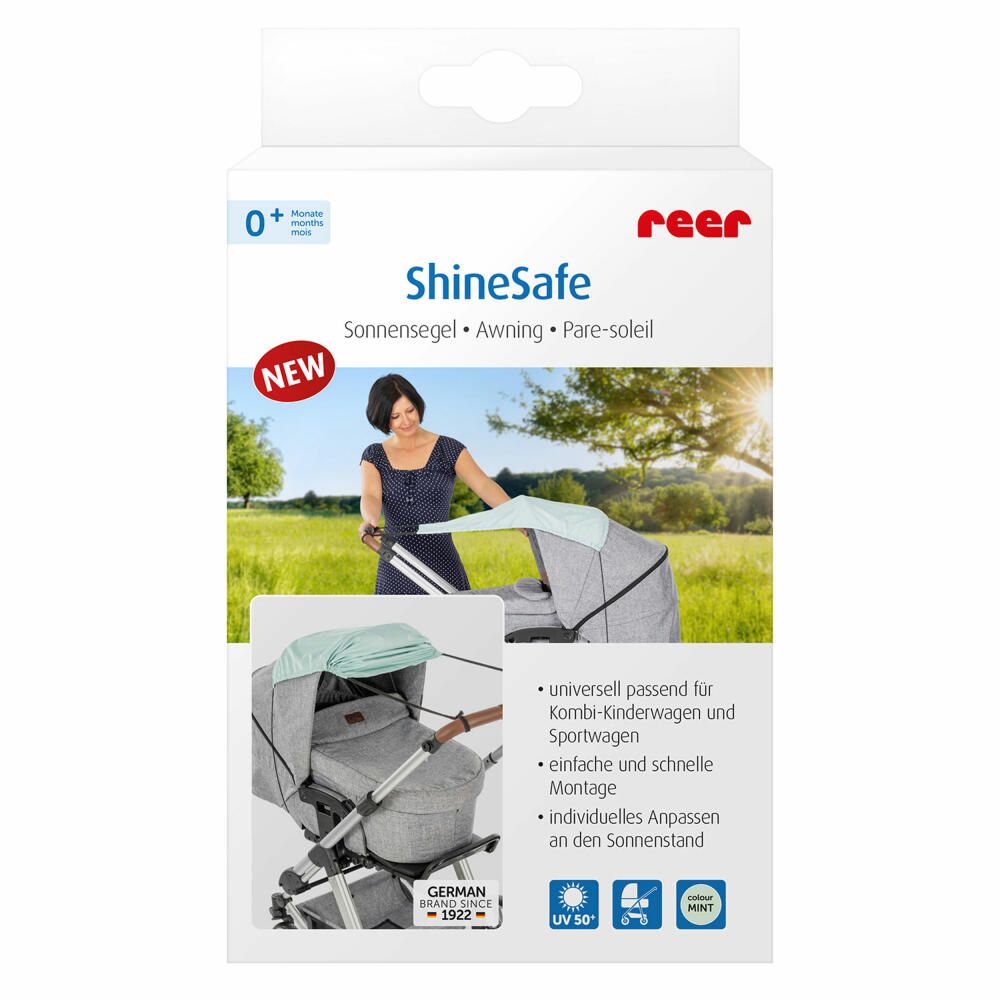 reer ShineSafe sun shade, sun protection, UV protection, stroller, mint, 84213