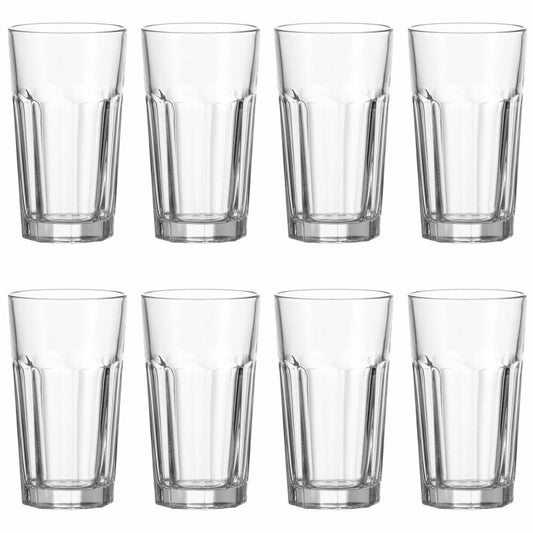 Leonardo Rock long drink glass XL set of 8, cocktail glass, cup, clear glass, glass, 390 ml, 17204