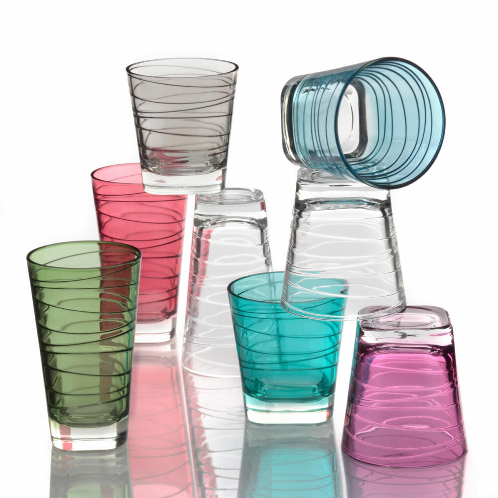 Leonardo Vario Struttura drinking glass large set of 6, water glass, juice glass, glass, red, 200 ml, 18233