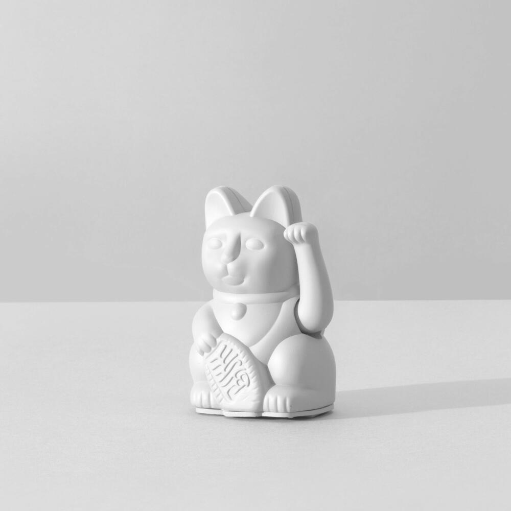 Donkey Products Lucky Cat Mini Maneki Neko, Winkekatze, Glücksbringer, Kunststoff, White, 9.8 cm, 330539