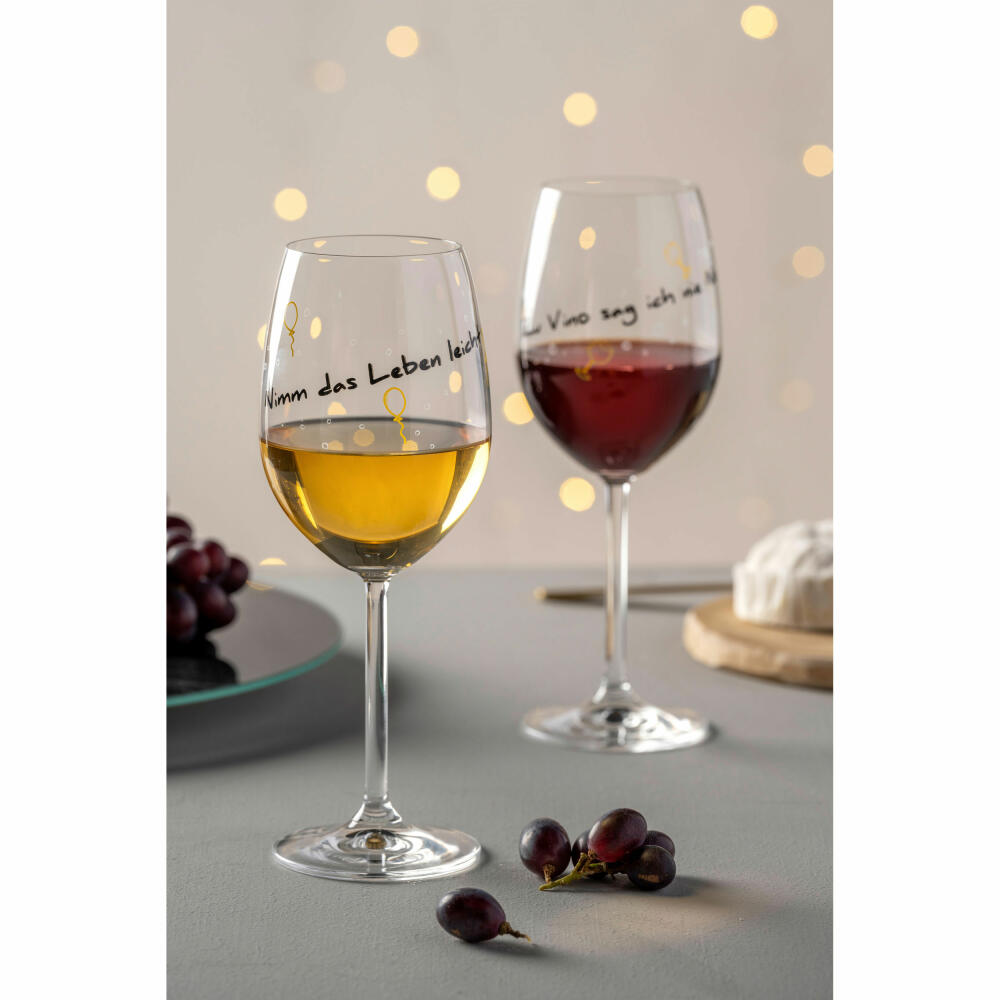 Leonardo wine glass Presente Take life easy, motif glass, wine glass, crystal glass, 460 ml, 044513